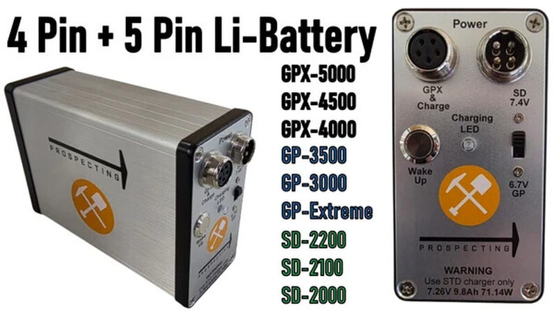 BATTERY LITHIUM ION 4 PIN 5PIN SD GP GPX DETECTORS