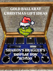 SHARONS BRAGGER GOLD DISPLAY BOX
