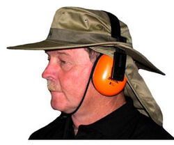 FUNNEL WEB HAT PROSPECTOR / MOWER / EARMUFF -  SIZE S to L